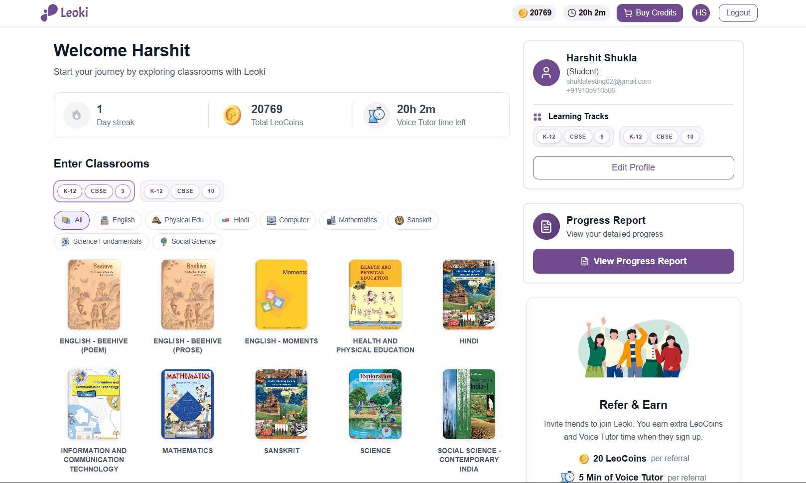 Preview of Leoki learning platform interface